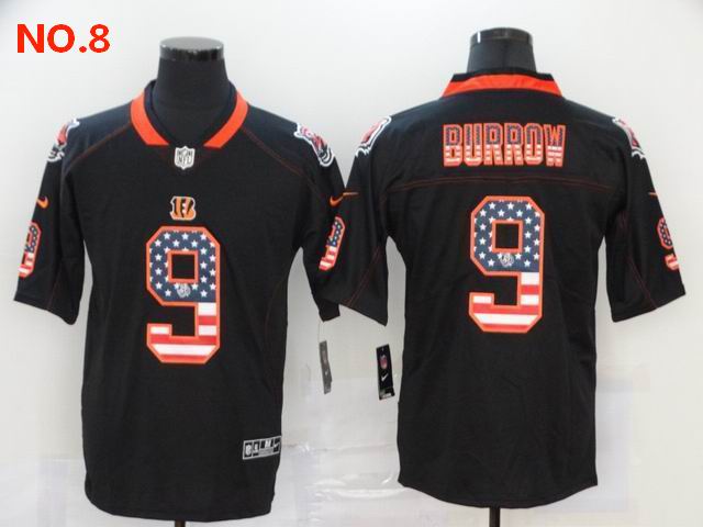 Men's Cincinnati Bengals 9 Joe Burrow Black Orange Jersey;